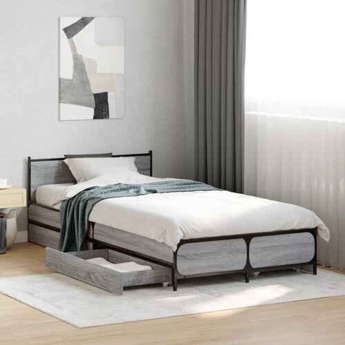 Furnova Posteljni okvir s predali siva sonoma 75x190 cm inženirski les, (21934923) Slike