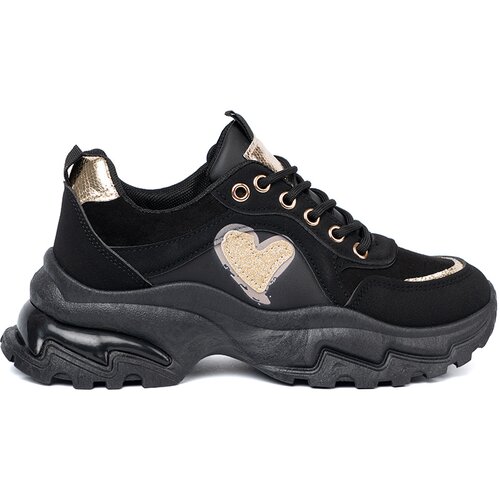 Shelvt Black sneakers with a decorative gold heart Slike