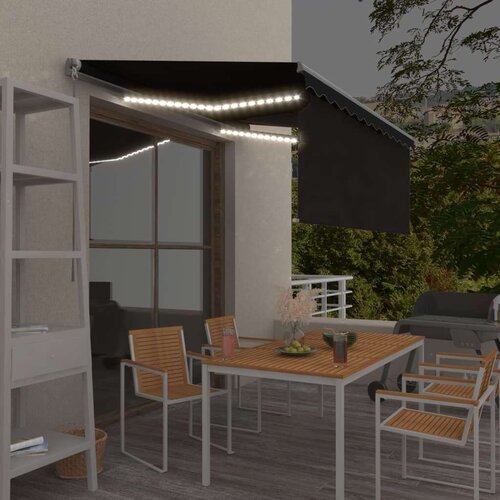  Tenda na ručno uvlačenje s roletom LED 3 x 2 5 m antracit Slike