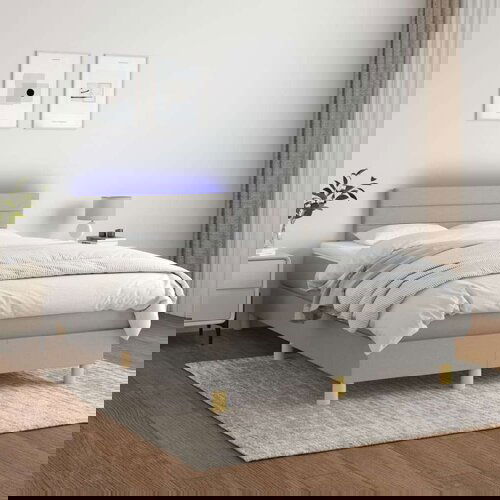  Box spring s madracem LED svjetlosivi 120x200 cm tkanina Cene