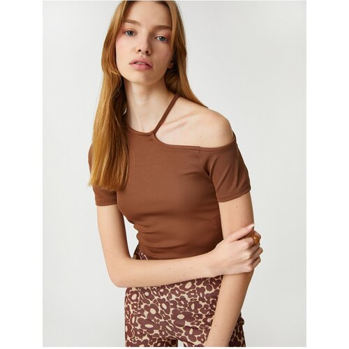 Koton Crop T-Shirt One Shoulder Short Sleeve Ribbed Slike