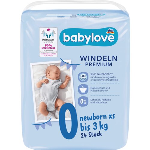 babylove pelene newborn xs veličina 0 (do 3 kg) 24 kom Slike