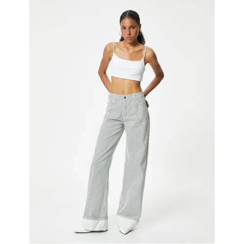 Koton Wide Leg Trousers Standard Waist Button - Bianca Jean