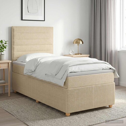  Boxspring krevet s madracem Krem 100 x 200 cm Tkanina Cijene