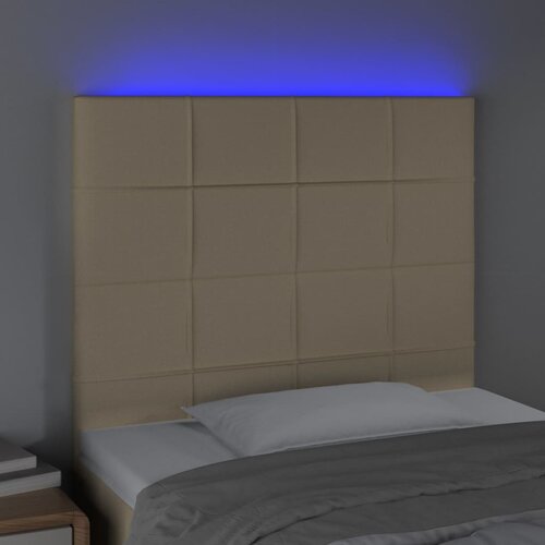 LED uzglavlje krem 90x5x118/128 cm od tkanine Slike