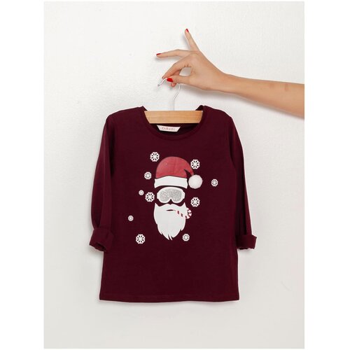 Camaieu Burgundy Girls&amp;#039; T-Shirt with Christmas Motif - Girls Slike