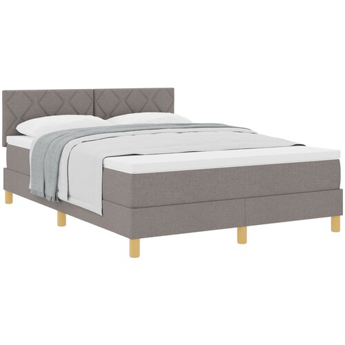 VidaXL Postelja z vzmetnico Taupe 140x200 cm Tkanina, (22083999) Slike