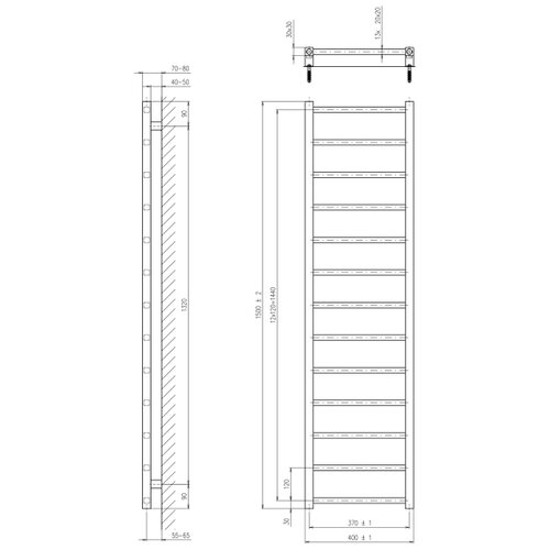Sapho kupatilski radijator metro light 150x40 cm sjajni hrom Slike