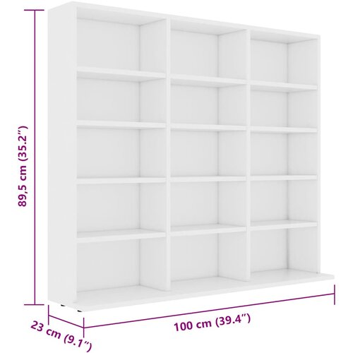  za CD-ove bijeli 100 x 23 x 89,5 cm konstruirano drvo Slike