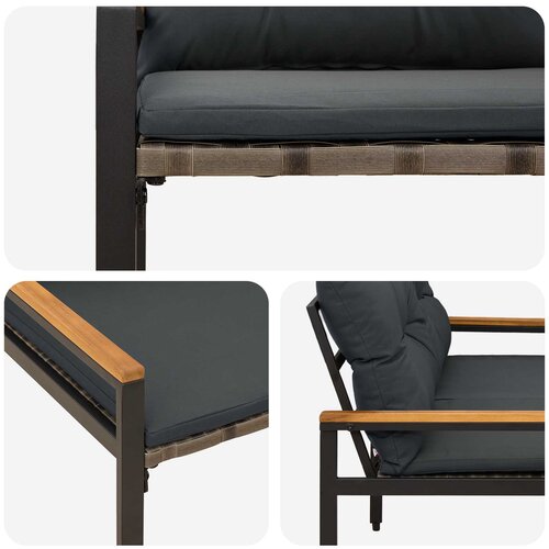  Vanjska klupa 2 -Seater 116 x 67,5 x 72 cm poliratan Tamnosiva Slike