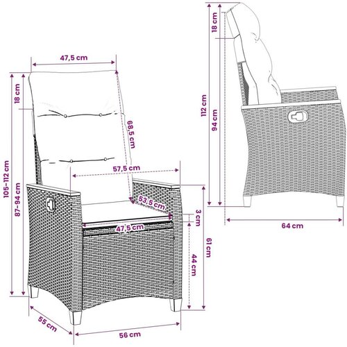  Ležaljka u vrtu 2 pcs Siva i tamnoplava 64 x 57 5 x 112 cm Slike