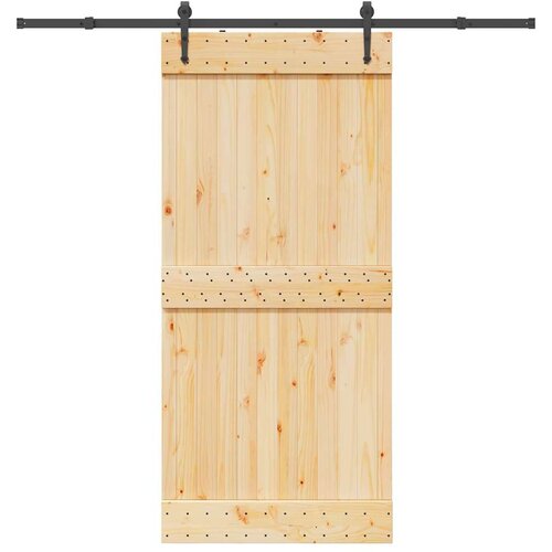 VidaXL Drsna vrata s kompletom vodil 95x210 cm trdna borovina Slike