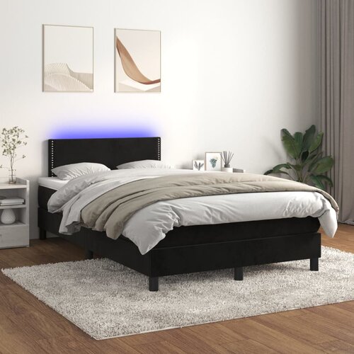 The Living Store Box spring postelja z vzmetnico LED črna 120x200 cm žamet - Box Spring Postelja, (21491990) Slike