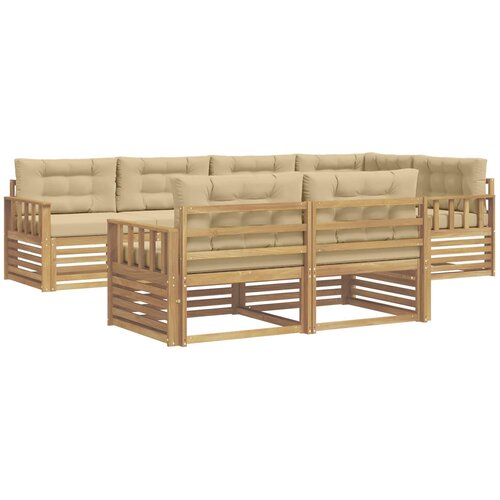 vidaXL Zunanja garnitura za sedenje 7 pcs Bela in bež Poliester, (5000280483) Cene