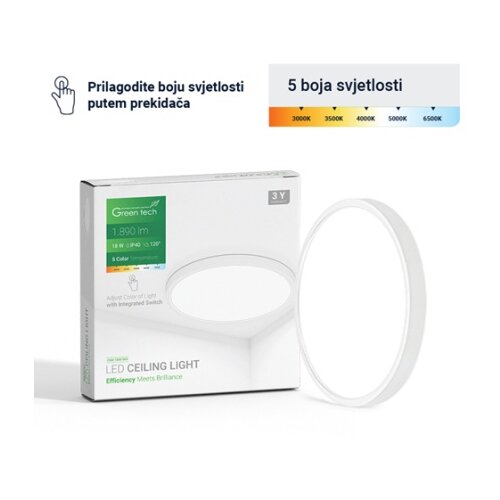 Greentech led plafonjera 18w 3000k-3500k-4000k-5000k-6500k fi22cm 5cct bela ( CNX-18W-WH ) Cene
