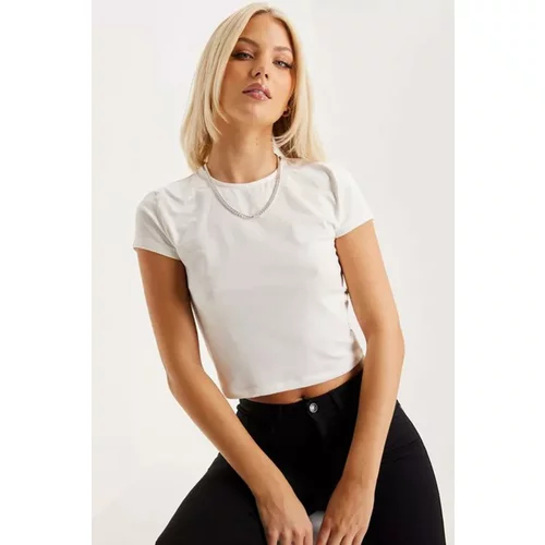 Madmext Basic Women's White T-Shirt, Fitted-Cut