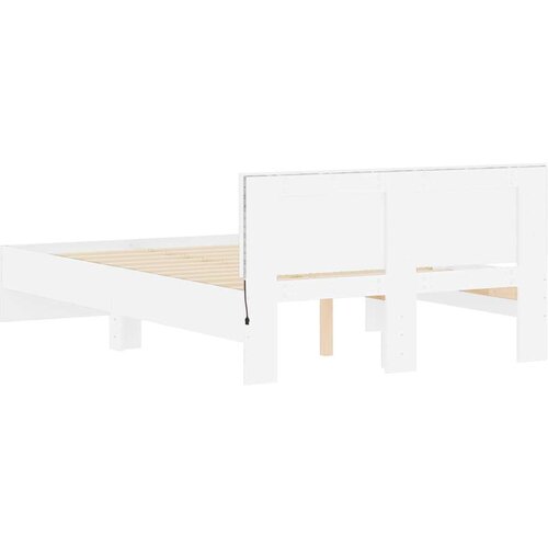  posteljni okvir z vzglavjem, inženirski les, bela, 120&amp;times;190 cm Slike