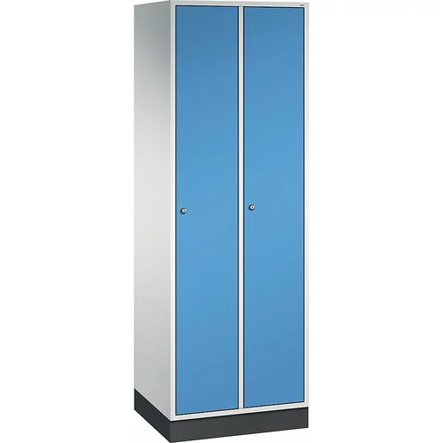 C+P Jeklena garderobna omara INTRO, širina 620 mm, 2 predelka, korpus svetlo siv, vrata svetlo modra