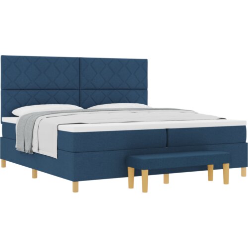 Box Spring Krevet s Madracem &amp;amp;amp Klupom Plavi 200x200 cm Tkanina Slike