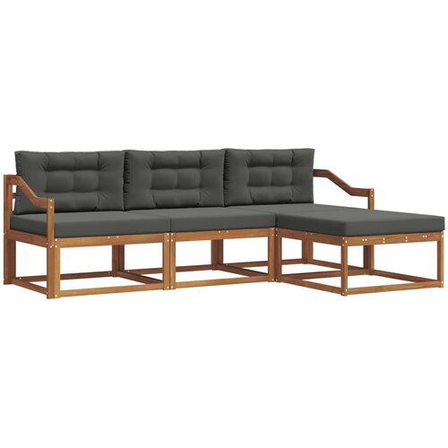  Set vanjskih sofa 4 kom. Prirodna i antracit Smeđa 245,5 x 162,5 x 73 cm Slike