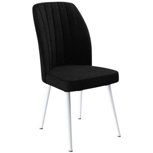Hanah home set trpezarijskih stolica Platinum 4 kom, crna tkanina Jerry, bele metalne noge Cene