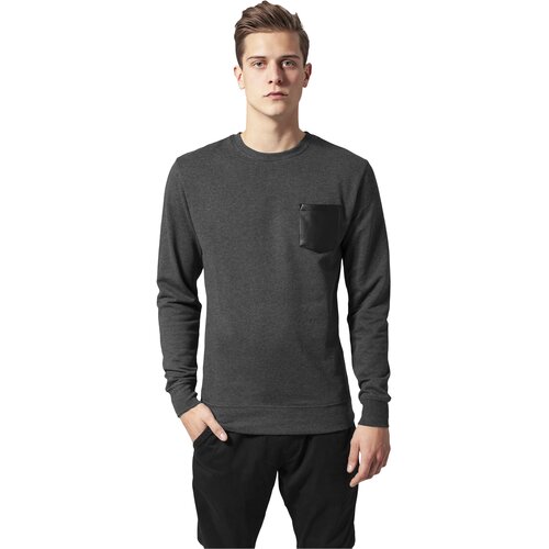 Urban Classics Contrasting Charcoal/Leather Crewneck Pocket Slike