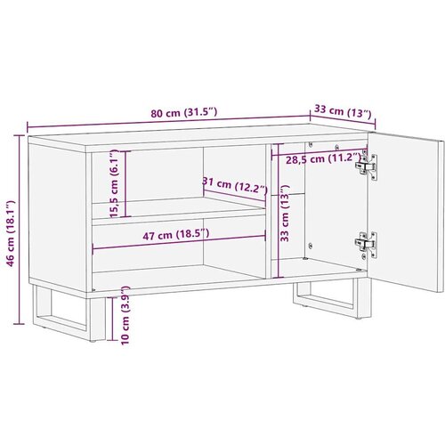  ormarić crni 80x33x46 cm od masivnog drva manga Slike