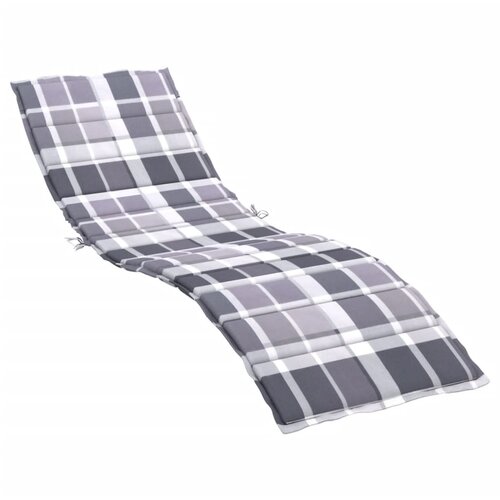  Jastuk za ležaljku sivi karirani 200 x 60 x 3 cm tkanina Oxford Slike