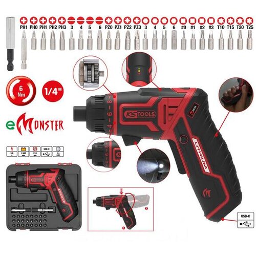 Ks Tools 27-delni komplet akumulatorskih vijačnikov z nastavkom eMONSTER, 1/4 515.6500 Slike