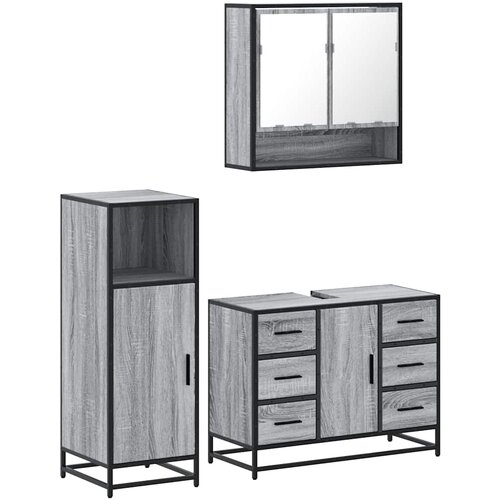 vidaXL kopalniško pohištvo 3 kosi siva sonoma inženirski les Cene