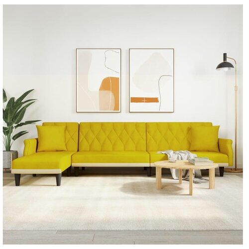 vidaXL Kutna garnitura na razvlačenje žuta 271x140x70 cm baršunasta Cijene