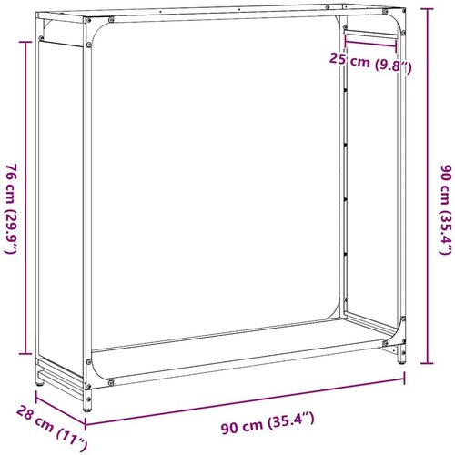  Stalak za drva antracit 90x28x90 cm Hladno valjani čelik Slike