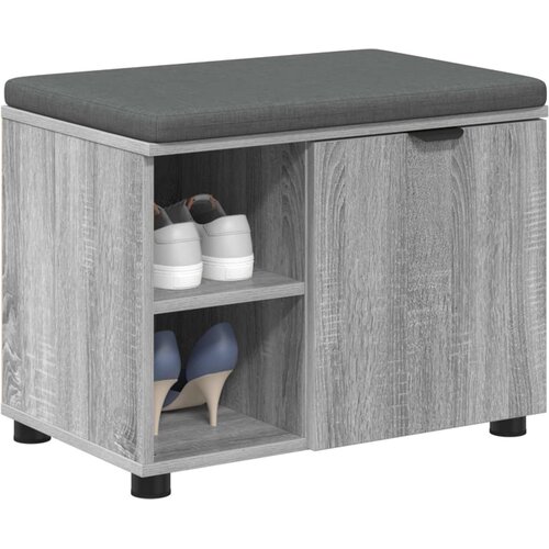  Klupa za hodnik s jastukom Sivi Sonoma 60 x 38 x 46 cm Slike