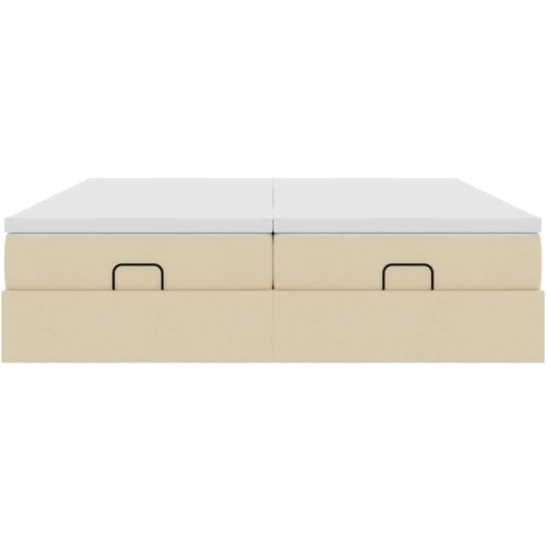  Otomanski okvir kreveta s madracima krem 160x200cm od tkanine Slike