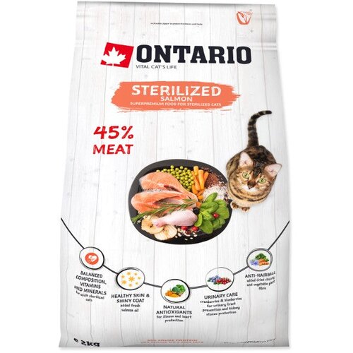 Ontario Cat Sterilised - losos 2 kg Cene