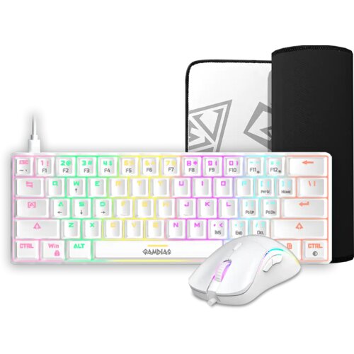 Gamdias Tastatura + miš + podloga Hermes E4 bela Slike