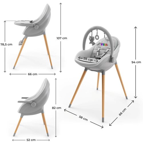 Kinderkraft Hranilica Fini UP 3u1, Grey Slike