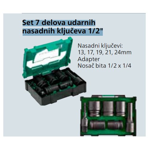HIKOKI set 7 delova udarnih nasadnih ključeva 1/2&amp;quot; Slike