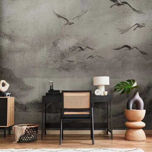  Foto tapeta - Swan flight - abstract landscape of birds over a lake with texture 500x350 Premium Slike
