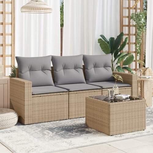 vidaXL 4-dijelni set vrtnih sofa s jastucima bež od poliratana Cijene