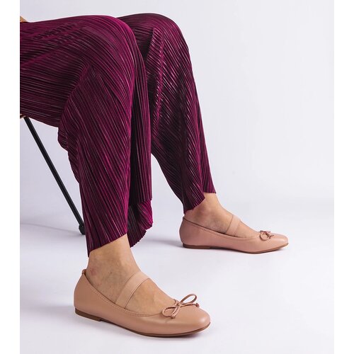 Gemre Beige ballet flats with elastic and decorative bow Newton Cijene