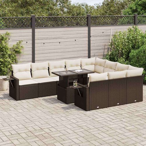 vidaXL 11-dijelni set vrtnih sofa od poliratana s jastucima smeđi Cijene