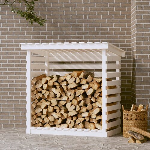 vidaXL Stojalo za drva belo 108x73x108 cm trdna borovina Cene