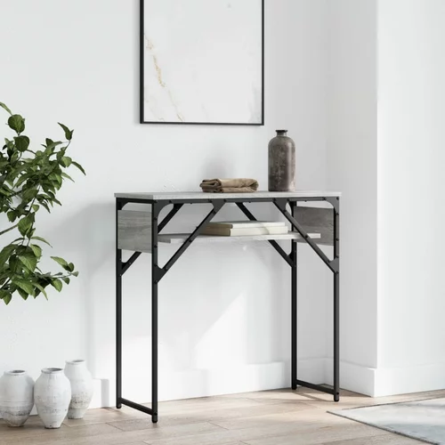  Konzolni stol s policama siva boja hrasta 75x30x75 cm drveni