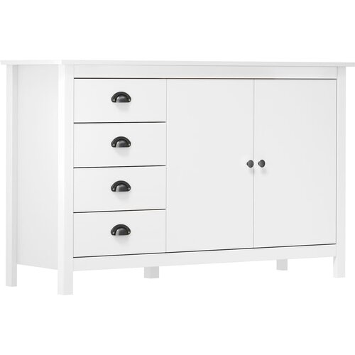 VidaXL Komoda Hill Range bela 130x40x80 cm trdna borovina Slike