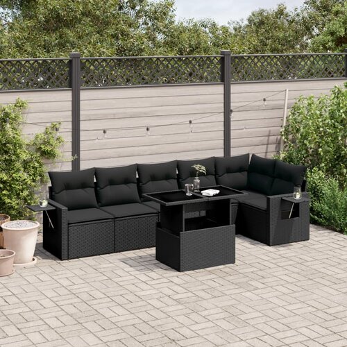 vidaXL 7-dijelni set vrtnih sofa od poliratana s jastucima crni Cijene