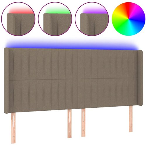  LED uzglavlje smeđesivo 183 x 16 x 118/128 cm od tkanine Slike