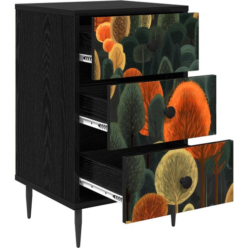  Noćni ormar ZAANDAM Crni hrast 36 x 33 x 61 cm Slike