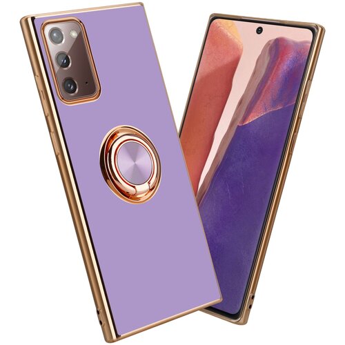 Cadorabo Samsung v sijajnem svetlobnem vijoličnem - zlatu z obročem silikonski/TPU ovitek z za&scaron;čito pred kamero in držalo magnetnega avtomobi, (20602955) Cene