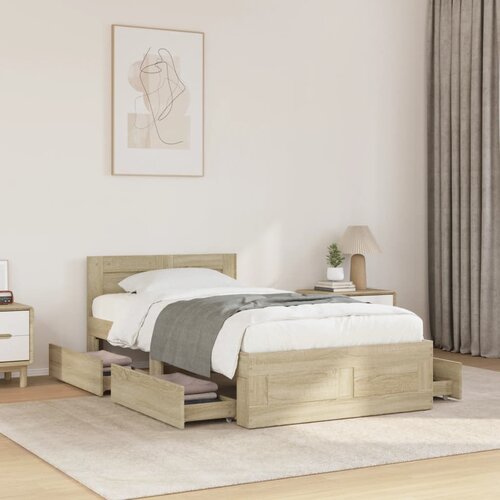 Furnova Posteljni okvir z vzglavjem sonoma hrast 90x200 cm inž. les, (21936554) Slike